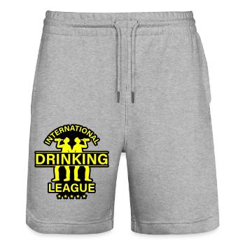 Dicton international sur la consommation d’alcool - Short de jogging bio TRAINER Stanley/Stella unisexe - gris chiné - Devant - Nik (191cm) & Marisol (170cm)