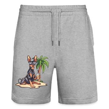 Chien Doberman Été - Short de jogging bio TRAINER Stanley/Stella unisexe - gris chiné - Devant - Nik (191cm) & Marisol (170cm)