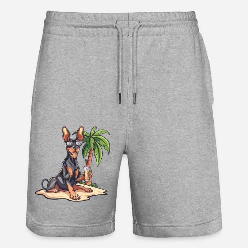Chien Doberman Été - Short de jogging bio TRAINER Stanley/Stella unisexe - gris chiné