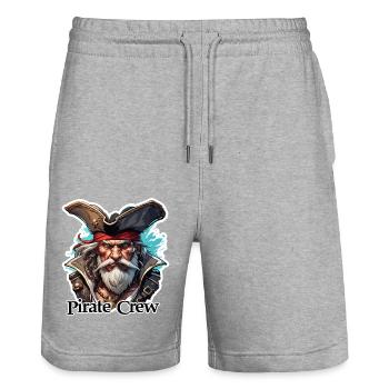 Pirat / Ahoi / Anker / Kapitän / Totenkopf / Rum - Stanley/Stella Unisex Bio Joggingshorts Trainer  - Grau meliert - Vorne - Nik (191cm) & Marisol (170cm)