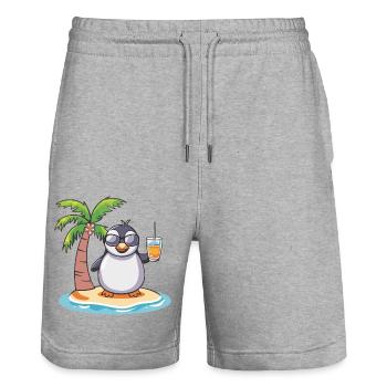 Penguin Summer Beach Vacances - Short de jogging bio TRAINER Stanley/Stella unisexe - gris chiné - Devant - Nik (191cm) & Marisol (170cm)