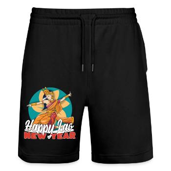 Laos Laote Laoten Lao Neujahr I Geschenk - Stanley/Stella Unisex Bio Joggingshorts Trainer  - Schwarz - Vorne - Nik (191cm) & Marisol (170cm)
