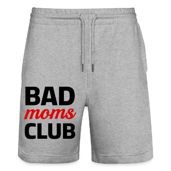 Club des mauvaises mamans - Short de jogging bio TRAINER Stanley/Stella unisexe - gris chiné - Devant - Nik (191cm) & Marisol (170cm)