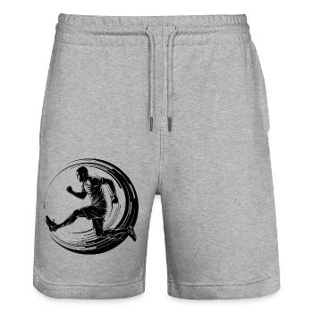 Running Marathon Man Silhouette - Stanley/Stella Trainer Unisex Organic Jogging Shorts - heather grey - Front - Nik (191cm) & Marisol (170cm)
