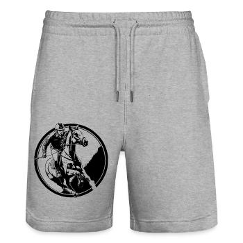 Équitation Cheval Homme Silhouette - Short de jogging bio TRAINER Stanley/Stella unisexe - gris chiné - Devant - Nik (191cm) & Marisol (170cm)
