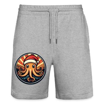 Oktopus Weihnachten Tier - Stanley/Stella Unisex Bio Joggingshorts Trainer  - Grau meliert - Vorne - Nik (191cm) & Marisol (170cm)