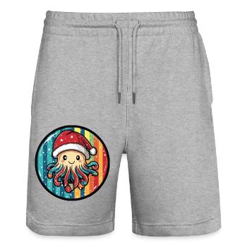 Jellyfish Christmas Animal - Stanley/Stella Trainer Unisex Organic Jogging Shorts - heather grey - Front - Nik (191cm) & Marisol (170cm)