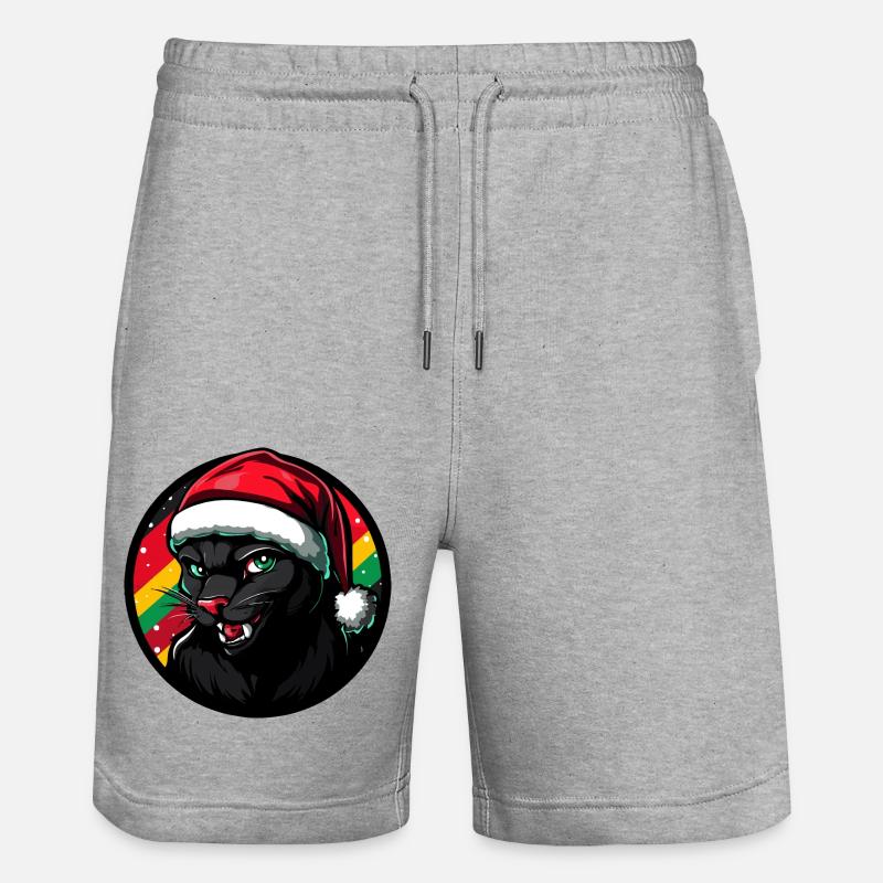 Animal de Noël panthère - Short de jogging bio TRAINER Stanley/Stella unisexe - gris chiné