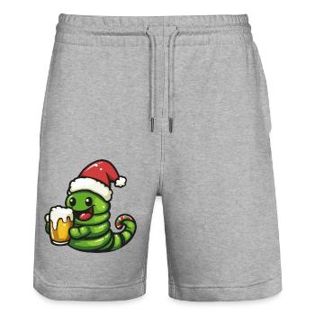 Worm Bière de Noël Drôle - Short de jogging bio TRAINER Stanley/Stella unisexe - gris chiné - Devant - Nik (191cm) & Marisol (170cm)
