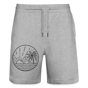 Sunset Circle - Stanley/Stella Unisex Bio Joggingshorts Trainer  - Grau meliert - Vorne - Nik (191cm) & Marisol (170cm)