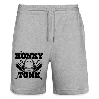 Honky Tonk - Stanley/Stella Trainer Unisex Organic Jogging Shorts - heather grey - Front - Nik (191cm) & Marisol (170cm)