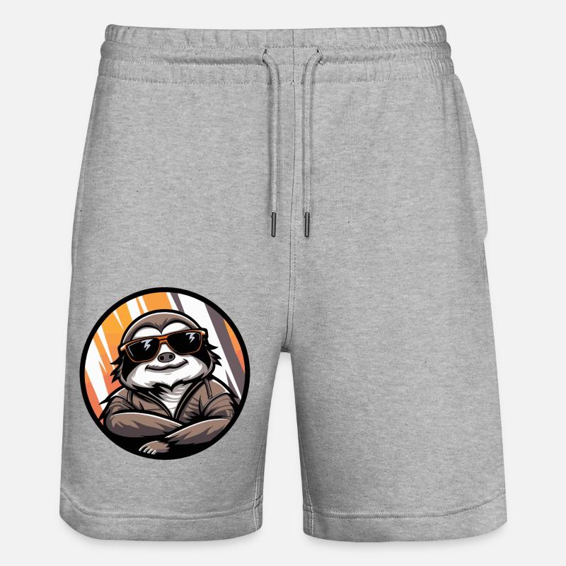 Sloth Cool Comic - Stanley/Stella Trainer Unisex Organic Jogging Shorts - heather grey