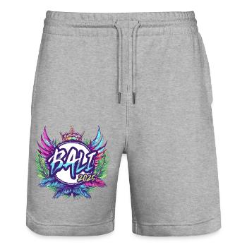 Bali 2025 Colorful - Stanley/Stella Trainer Unisex Organic Jogging Shorts - heather grey - Front - Nik (191cm) & Marisol (170cm)