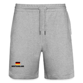 Deutschland deutsche Flagge deutsch Fahne Geschenk - Stanley/Stella Unisex Bio Joggingshorts Trainer  - Grau meliert - Vorne - Nik (191cm) & Marisol (170cm)