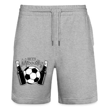 Fußball Papa Sohn Baby - Unser erster Männertag - Stanley/Stella Unisex Bio Joggingshorts Trainer  - Grau meliert - Vorne - Nik (191cm) & Marisol (170cm)