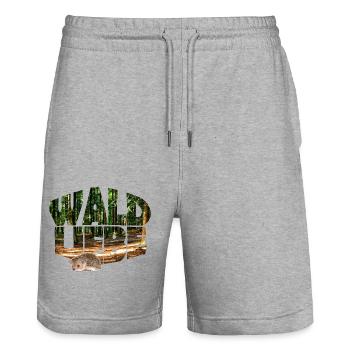 Forest 20 Forest Love with Hedgehog - Stanley/Stella Trainer Unisex Organic Jogging Shorts - heather grey - Front - Nik (191cm) & Marisol (170cm)