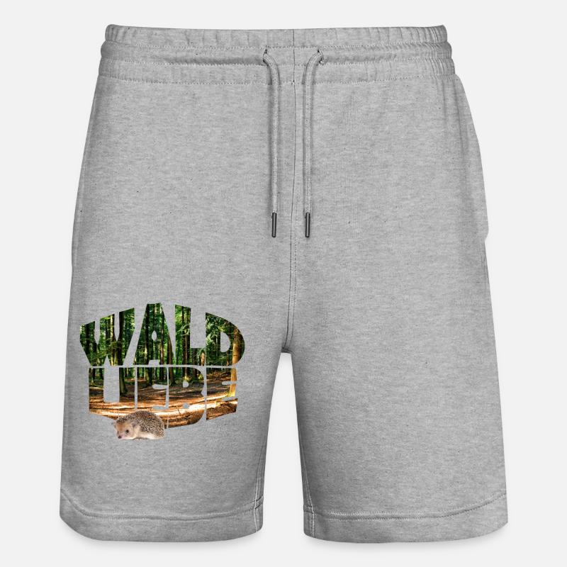 wald 20 waldliebe mit igel - Stanley/Stella Unisex Bio Joggingshorts Trainer  - Grau meliert