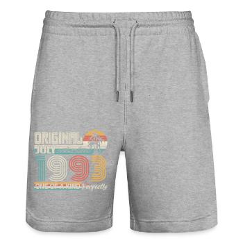 July 1993 Birthday July 1993 Gift - Stanley/Stella Trainer Unisex Organic Jogging Shorts - heather grey - Front - Nik (191cm) & Marisol (170cm)