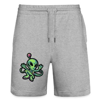 Alien Design 1 - Stanley/Stella Unisex Bio Joggingshorts Trainer  - Grau meliert - Vorne - Nik (191cm) & Marisol (170cm)