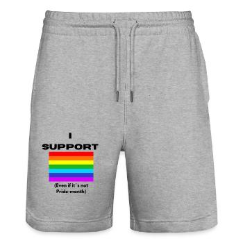 I support LGBTQ+ even if it ́s not Pride Month - Stanley/Stella Trainer Unisex Organic Jogging Shorts - heather grey - Front - Nik (191cm) & Marisol (170cm)