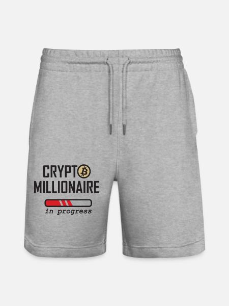 Crypto Millionaire in progress - Stanley/Stella Trainer Unisex Organic Jogging Shorts - heather grey