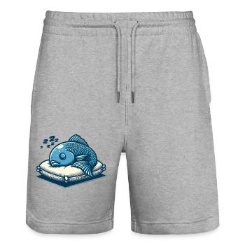 Fische schlafen lustige Tiere - Stanley/Stella Unisex Bio Joggingshorts Trainer  - Grau meliert - Vorne - Nik (191cm) & Marisol (170cm)