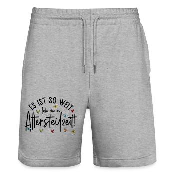 Ruhestand Es ist so weit Ich bin in Altersteilzeit - Stanley/Stella Unisex Bio Joggingshorts Trainer  - Grau meliert - Vorne - Nik (191cm) & Marisol (170cm)