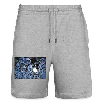 Twelve magic mushrooms at full moon - Stanley/Stella Trainer Unisex Organic Jogging Shorts - heather grey - Front - Nik (191cm) & Marisol (170cm)