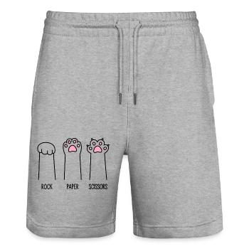 Rock Paper Scissors - Stanley/Stella Trainer Unisex Organic Jogging Shorts - heather grey - Front - Nik (191cm) & Marisol (170cm)