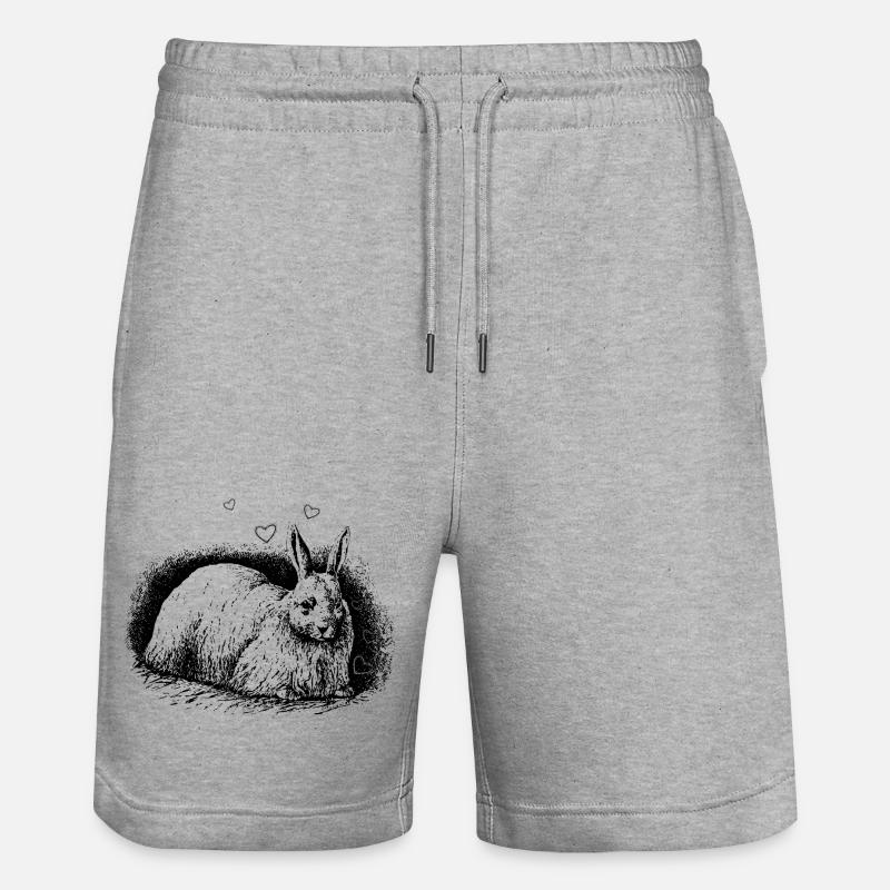 Lapin rétro avec coeurs noir - Short de jogging bio TRAINER Stanley/Stella unisexe - gris chiné