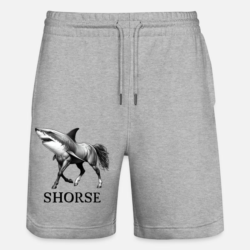 Haifisch Pferd Pferd - Stanley/Stella Unisex Bio Joggingshorts Trainer - Grau meliert