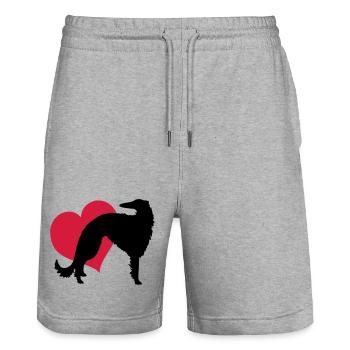 Borzoi my love - Stanley/Stella Trainer Unisex Organic Jogging Shorts - heather grey - Front - Nik (191cm) & Marisol (170cm)