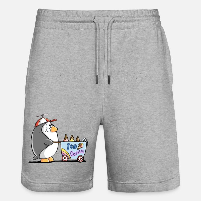 Pinguin Als Eisverkäufer - Eis - Stanley/Stella Unisex Bio Joggingshorts Trainer  - Grau meliert
