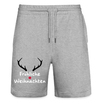 Fröhliche Weihnachten Rentier Weihnachtsgeschenk - Stanley/Stella Unisex Bio Joggingshorts Trainer  - Grau meliert - Vorne - Nik (191cm) & Marisol (170cm)