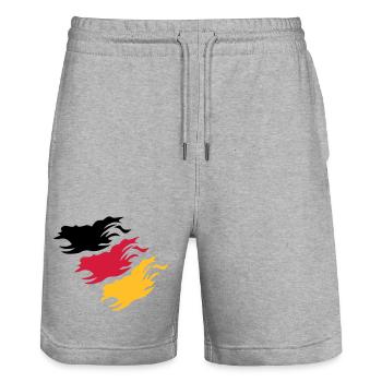 Design Germany - Stanley/Stella Trainer Unisex Organic Jogging Shorts - heather grey - Front - Nik (191cm) & Marisol (170cm)