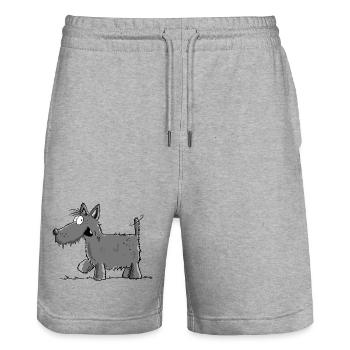 Happy Schnauzer Hund Comic I Hundefreund - Stanley/Stella Unisex Bio Joggingshorts Trainer  - Grau meliert - Vorne - Nik (191cm) & Marisol (170cm)