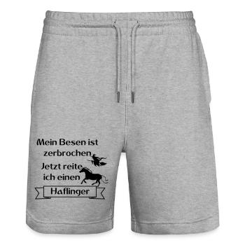 Mein Besen ist zerbrochen - Haflinger - Stanley/Stella Unisex Bio Joggingshorts Trainer  - Grau meliert - Vorne - Nik (191cm) & Marisol (170cm)