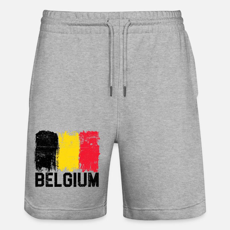 Coups de pinceau du drapeau belge - Short de jogging bio TRAINER Stanley/Stella unisexe - gris chiné