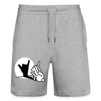 L'ombre de la main de lapin vous appelle! téléphone portable - Short de jogging bio TRAINER Stanley/Stella unisexe - gris chiné - Devant - Nik (191cm) & Marisol (170cm)