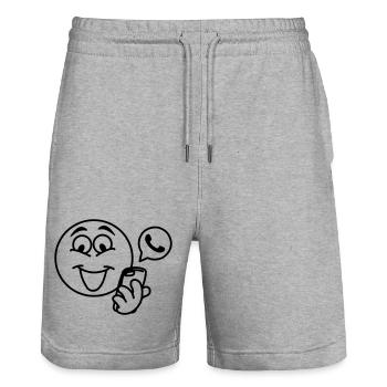 Steckkopf mit Telefon und Popup-Text berich - Stanley/Stella Unisex Bio Joggingshorts Trainer  - Grau meliert - Vorne - Nik (191cm) & Marisol (170cm)