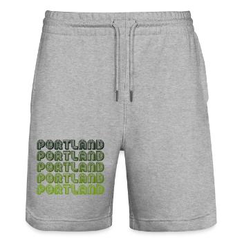 Motif de gradient rétro Portland - Short de jogging bio TRAINER Stanley/Stella unisexe - gris chiné - Devant - Nik (191cm) & Marisol (170cm)