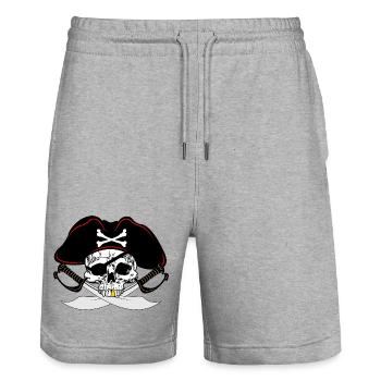 Pirate à la dent d’or - Short de jogging bio TRAINER Stanley/Stella unisexe - gris chiné - Devant - Nik (191cm) & Marisol (170cm)