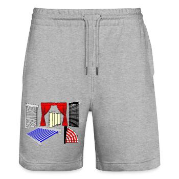 Sun protections - Stanley/Stella Trainer Unisex Organic Jogging Shorts - heather grey - Front - Nik (191cm) & Marisol (170cm)