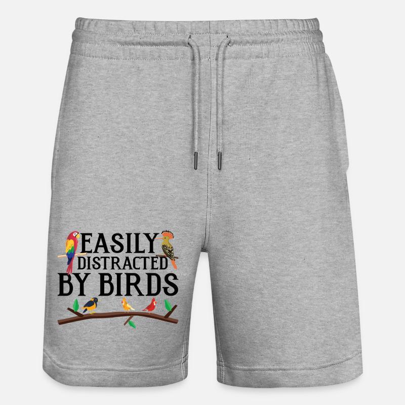 Facilement distrait par les oiseaux - Short de jogging bio TRAINER Stanley/Stella unisexe - gris chiné