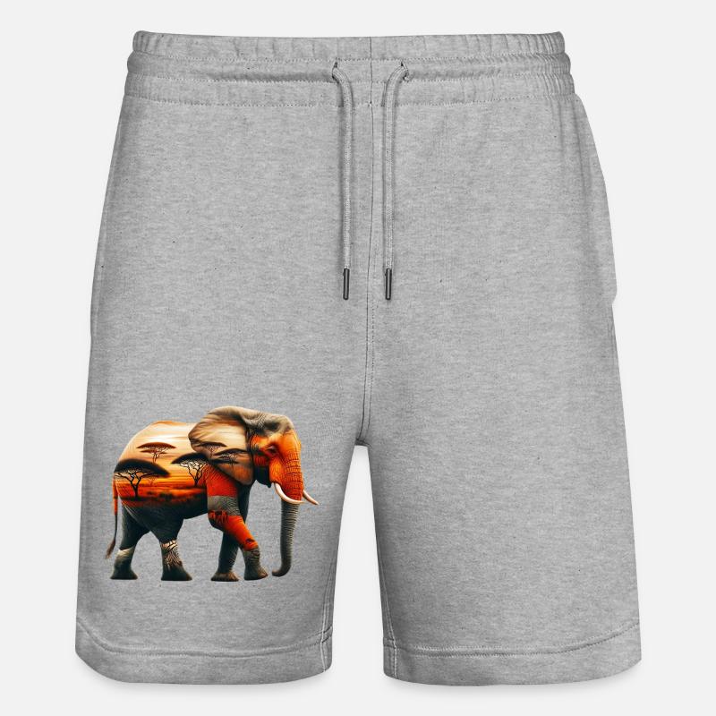 Éléphant - Short de jogging bio TRAINER Stanley/Stella unisexe - gris chiné