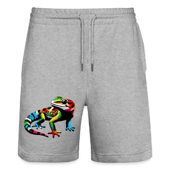 Gecko - Stanley/Stella Trainer Unisex Organic Jogging Shorts - heather grey - Front - Nik (191cm) & Marisol (170cm)