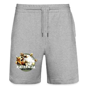 Süße Katze Ja, Partei AfD Nein - Stanley/Stella Unisex Bio Joggingshorts Trainer  - Grau meliert - Vorne - Nik (191cm) & Marisol (170cm)
