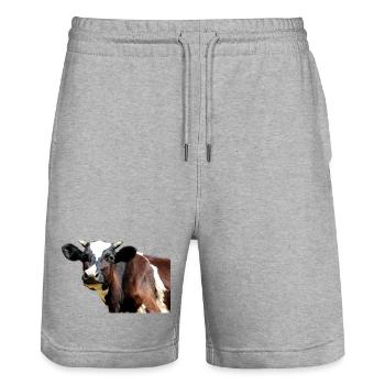 Vache - Short de jogging bio TRAINER Stanley/Stella unisexe - gris chiné - Devant - Nik (191cm) & Marisol (170cm)