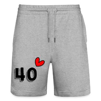 40. 40 ANS. 40e ANNIVERSAIRE. ANNIVERSAIRE 40 ANS. - Short de jogging bio TRAINER Stanley/Stella unisexe - gris chiné - Devant - Nik (191cm) & Marisol (170cm)