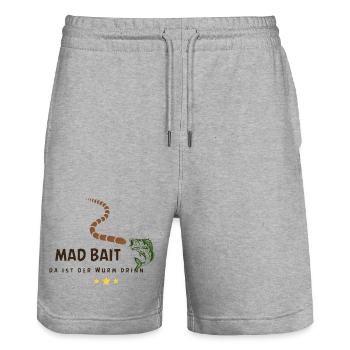 Mad Bait: Worm in the Bait - Stanley/Stella Trainer Unisex Organic Jogging Shorts - heather grey - Front - Nik (191cm) & Marisol (170cm)